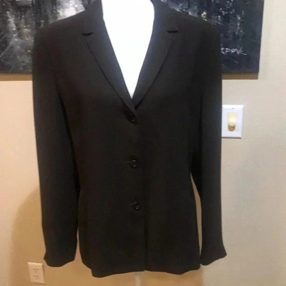 Anne Klein Brown Button Front Blazer with Pockets - Picture 5 of 9